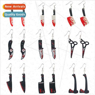 New Halloween axe scissors dagger sharp knife chopper earrin