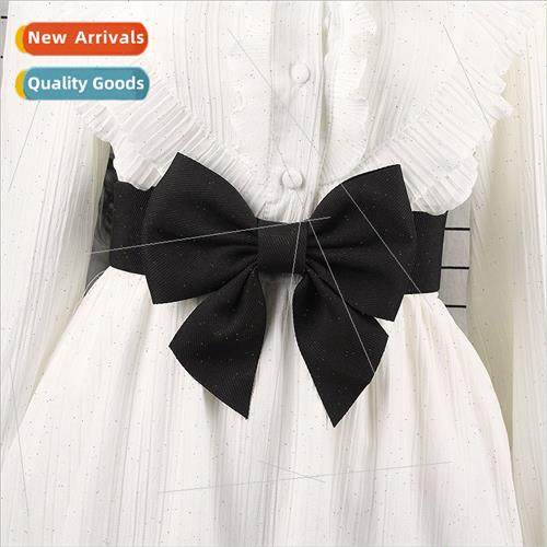 Stch elastic wide belt women dresses sub bow waist seal deco