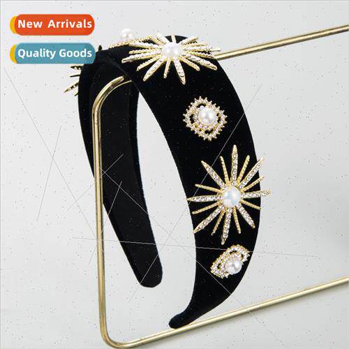 Hair bands women fashion velvet vintage rhinestone headband