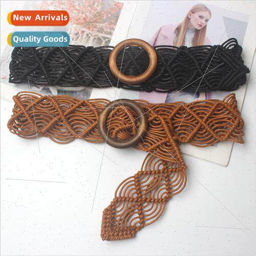 Bohemian hand-woven women wide belt a dress jacket hundred h