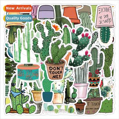 50 pcs of cactus stickers cute green cactus ball plant decor