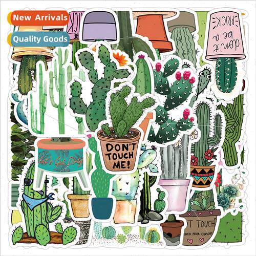 50 pcs of cactus stickers cute green cactus ball plant decor
