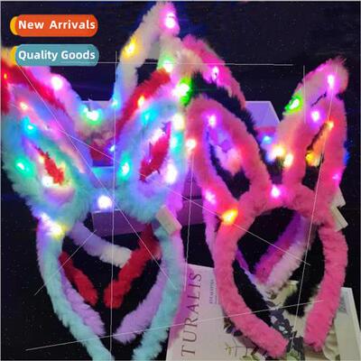 Extended 14 lights plush rabb ears hair bands night market l