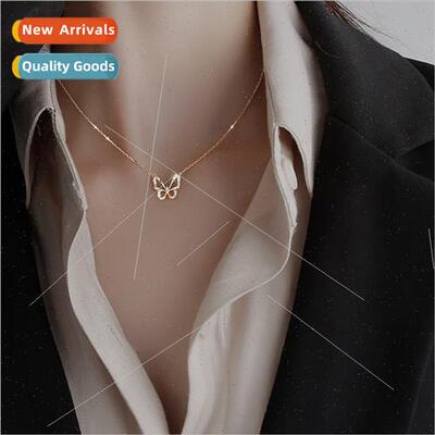 Diamond butterfly necklace female niche collarbone chain ins