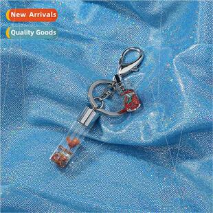 Strawberry Juice Plant Flower Keychain Cute Glass QuicksBott