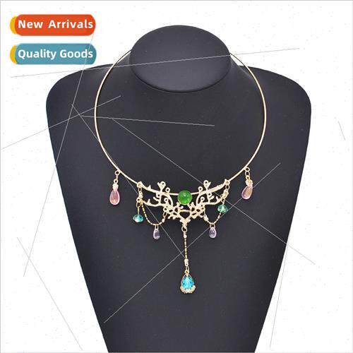 Ancient Hanfu accessories ethnic crystal pendant collar supe