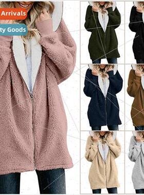 Women 2018 fall winter new hooded zipper cardigan fur coat p