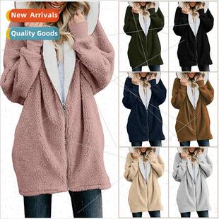 Women 2018 fall winter new hooded zipper cardigan fur coat p