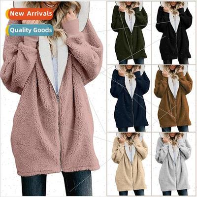 Women 2018 fall winter new hooded zipper cardigan fur coat p