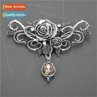 rose brooch corsage fashion pin drop retro diamond New