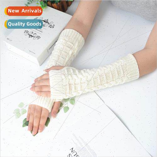 Knted autumn winter warm half-finger long gloves Korean  Jap