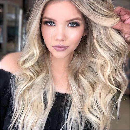 Women medium long curly hair New gradient big wave wig Europ