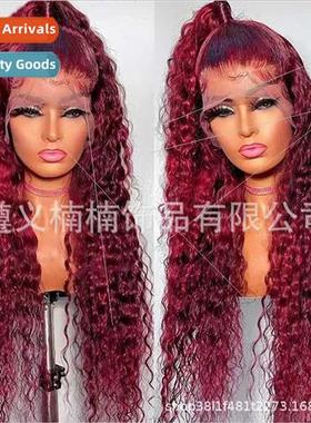 Europe Ladies Wigs T-Front Lace Long Curly Hair Long Small C