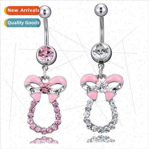 Piercing Jewelry Bow Belly Button Ring Oil Drip Europe Diamo