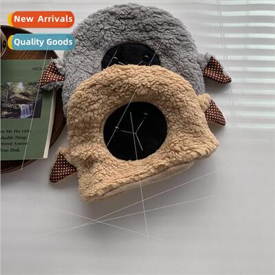 ins set head cap female Japanese cute lambswool warm ear pro