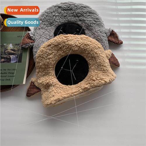 ins set head cap female Japanese cute lambswool warm ear pro