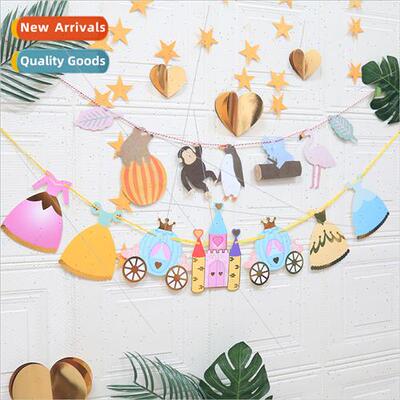 Stamping cartoon est animal castle pull banner children birt