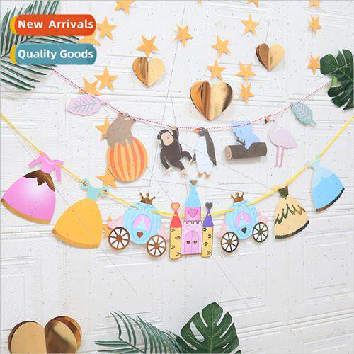 Stamping cartoon est animal castle pull banner children birt