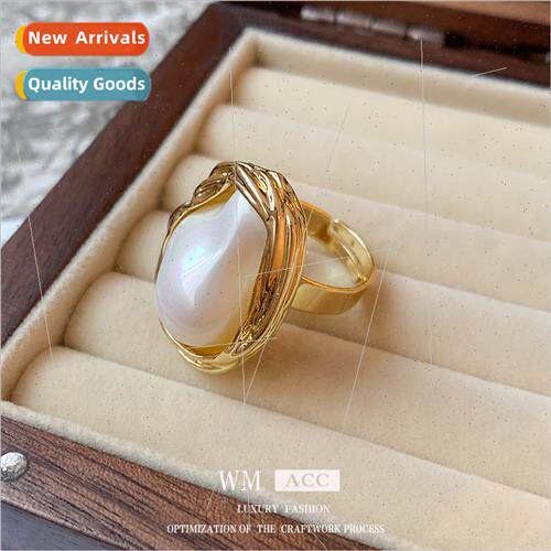 Irregular Oval Pearl Spl Ring French Index Finger Ring HJewe