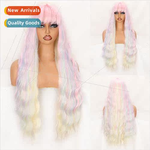 Europe bangs long curly wool wig Cosplay lola long curly wig