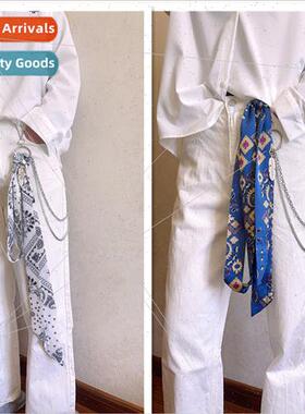 Chiffon belt long thin tie floral waist rope summer dress ti