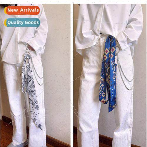 Chiffon belt long thin tie floral waist rope summer dress ti