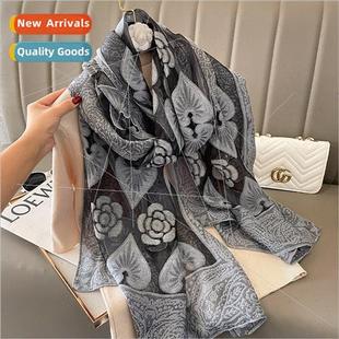 female fashi cut warm winter fall scarf silk flower new 2022