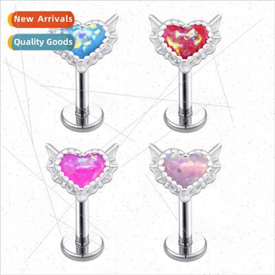 Europe cute princess lip studs heart-shaped auburn piercing