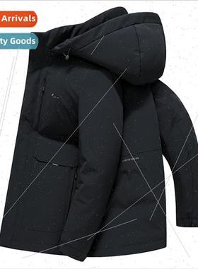 2024 men removable down jacket in long hooded thickened warm