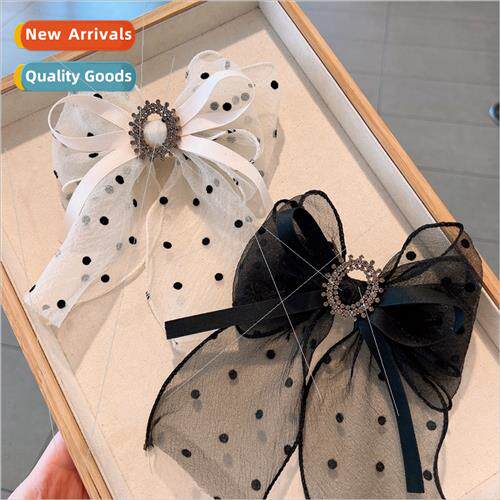Korea new retro organza cream polka dot zirconia rhinestone