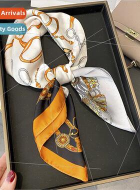 Classic metal chain color blocking simulation silk medium sq