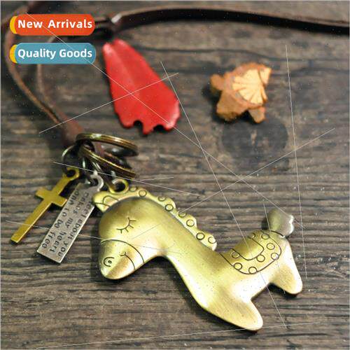 Pony Metal Pendant Unisex Microfiber Leather Necklace Korean