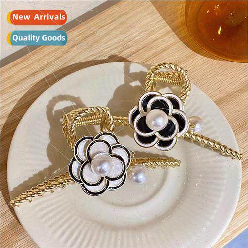 Vintage pearl camellia hair clips back head advanced sense t