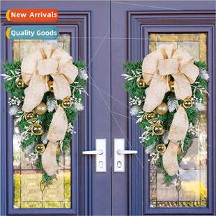 Golden bow pine needle upside down e 2024 Christmas ball wre