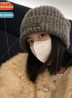 Woolen cap children fall winter ins big face show face beani