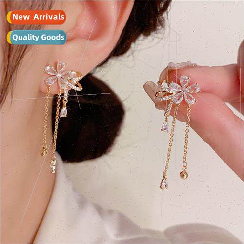 Korea exquise zirconia flower tassel earrings s925 silver pi