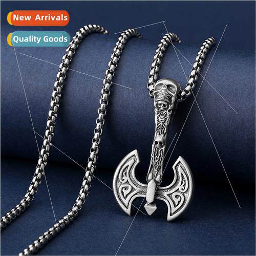 Pirate Viking Amulet Axe Necklace Pendant Vintage Men Europe