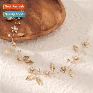 handmade hair bridal gold wedding leaf simple Vintage band