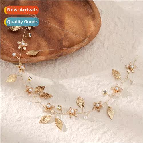 Vintage gold leaf handmade hair band simple wedding bridal h