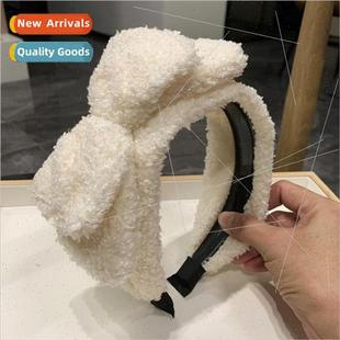 female fall bow hair plush slip winter 2023 band teeth