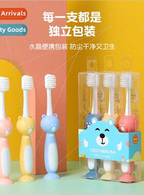 Bear wh suction cup 3pcs children soft bristle toothbrush 2-