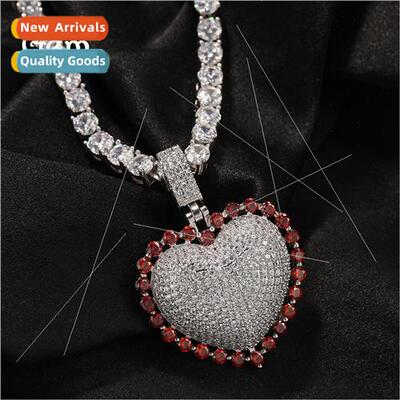 Hip hop new love heart copper wh zirconia pendant men women