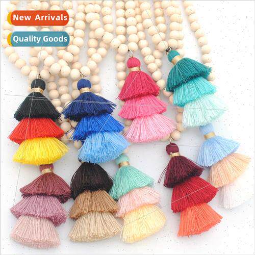 Colorful Triple Rope Fringe Skirt Tassel Necklace Handmade B