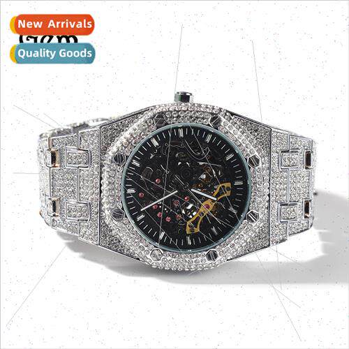 Men Hip Hop Full Diamond Skeleton Translucent Mechanical Wat