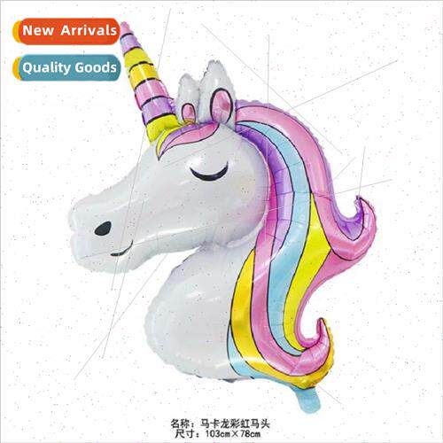 Large rainbow unicorn aluminum film balloon unicorn horse he