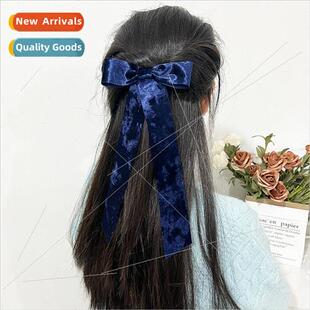 new velvet bow fluttering bhairpin female retro temperament
