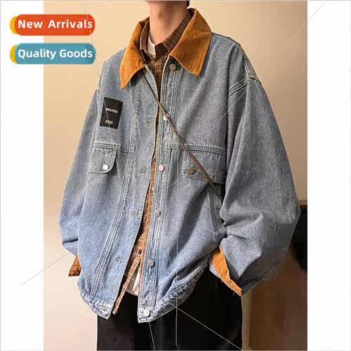 2023 Spring Autumn new men nd lerary splicing denim jacket t