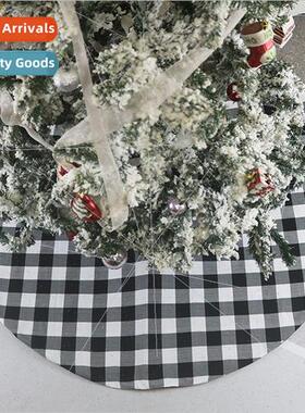 Black Whe Gingham Tree Skirt Christmas Decorations Holiday S
