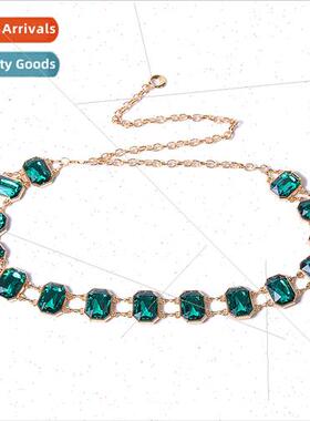 Summer new women belt atmosphere casual emerald crystal deco