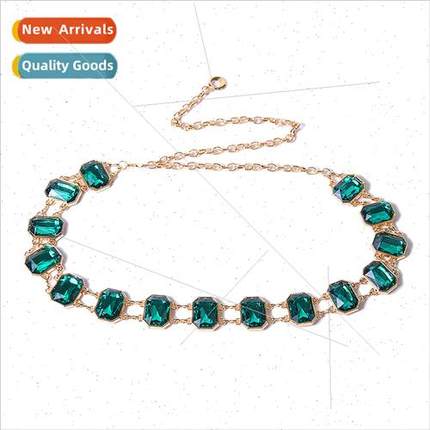 Summer new women belt atmosphere casual emerald crystal deco